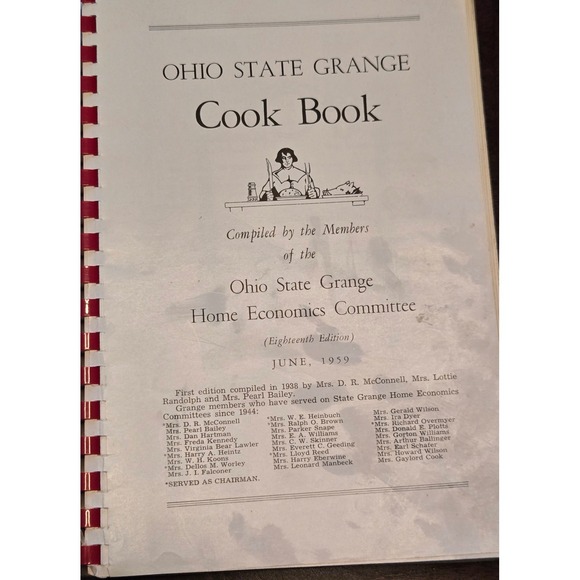 Vintage 1959 Ohio State Grange Cook Book 18th Edition Spiral Bound Recipes Ohio - Picture 2 of 4
